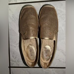 MK Shoes Gold Espadrille Slip-ons size 10